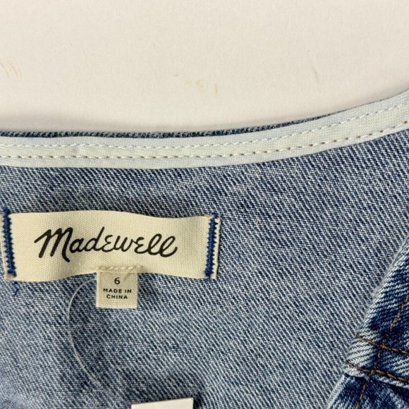 Madewell Zip-Front Denim Romper Women 6 NWT V-neck Pockets Sleeveless NE766‎ - Picture 5 of 12